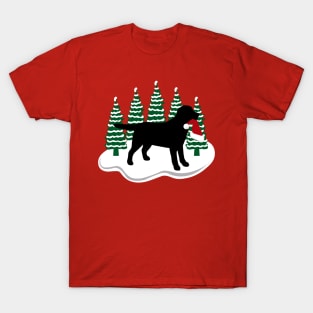 Black Labrador Snow and Christmas T-Shirt